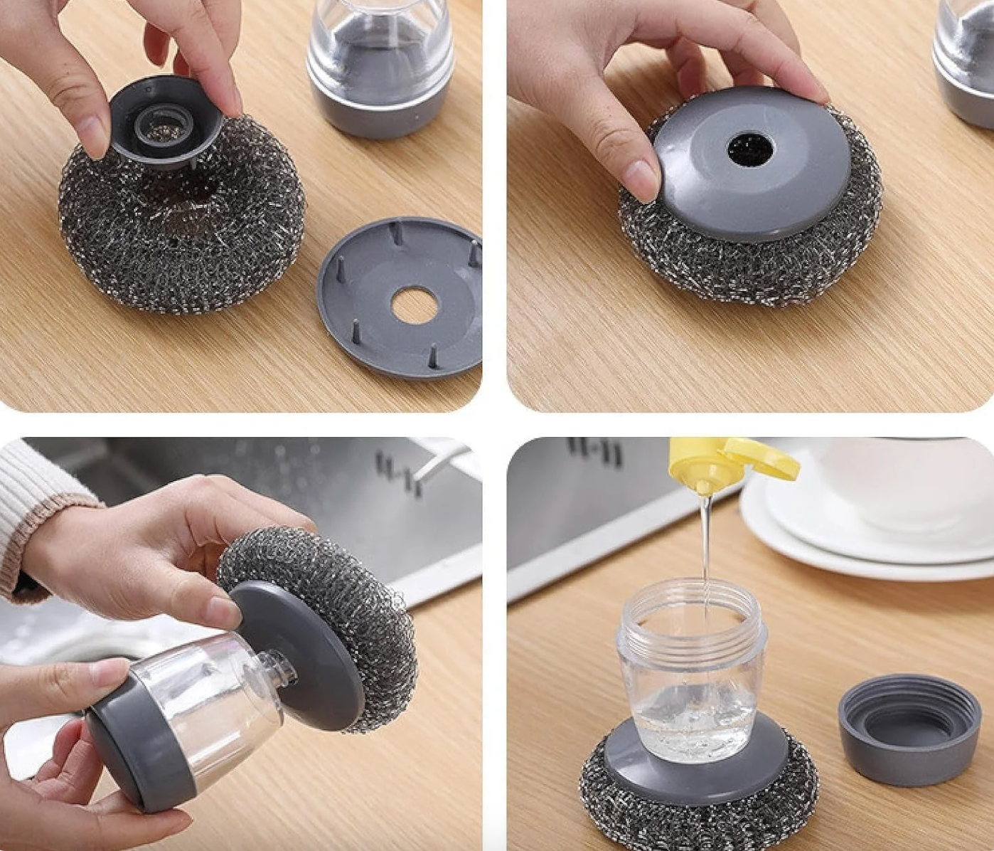 Kitchen Soap Dispensing Palm Brush (Pack of 2)